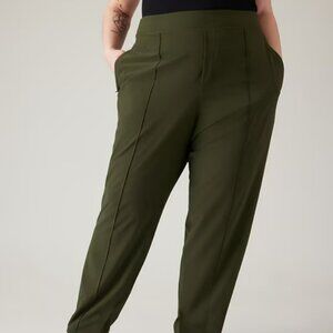 Brooklyn Heights High Rise Pant Lightweight Pull On Travel Aspen Olive Green